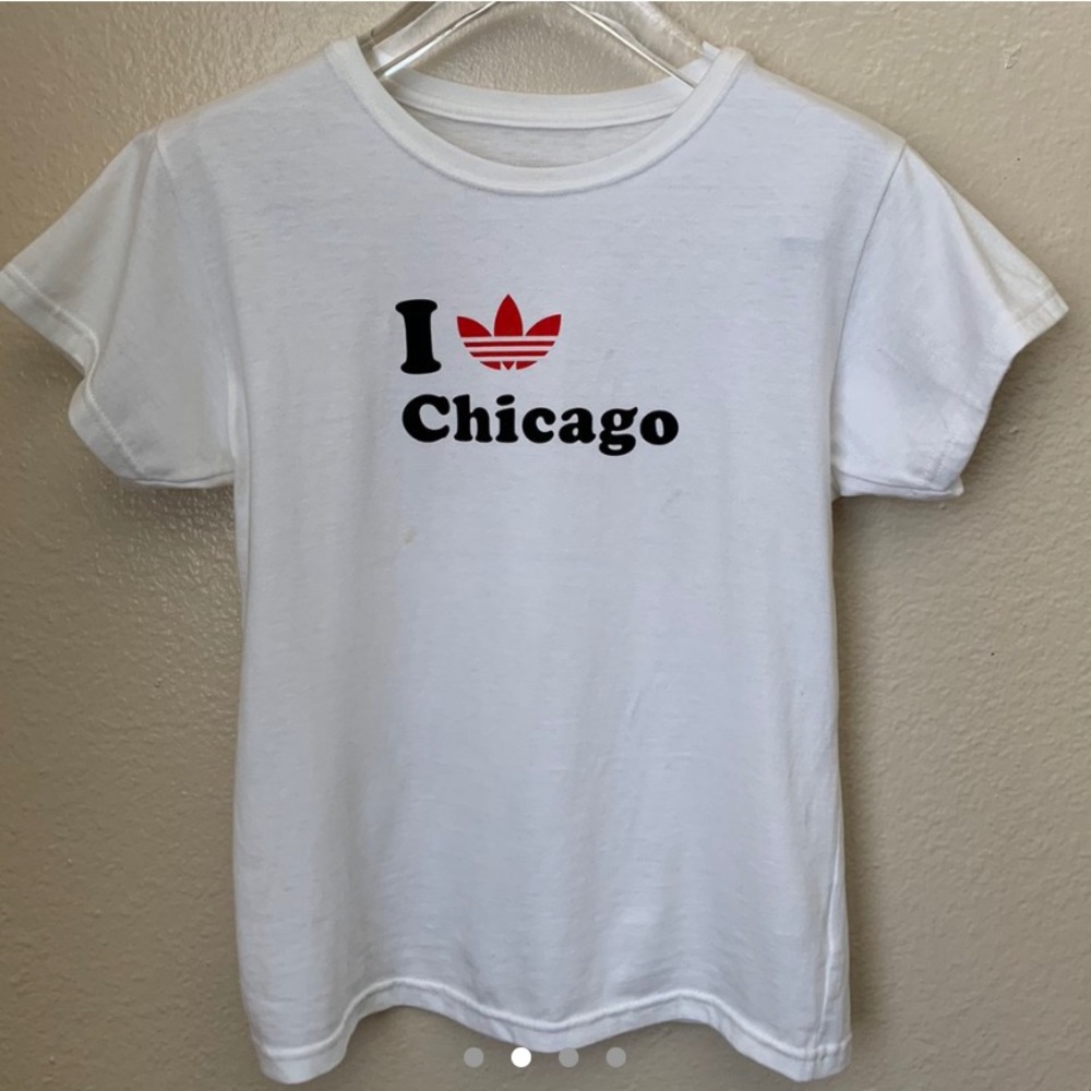 Adidas I Heart Chicago White T Shirt XS/S